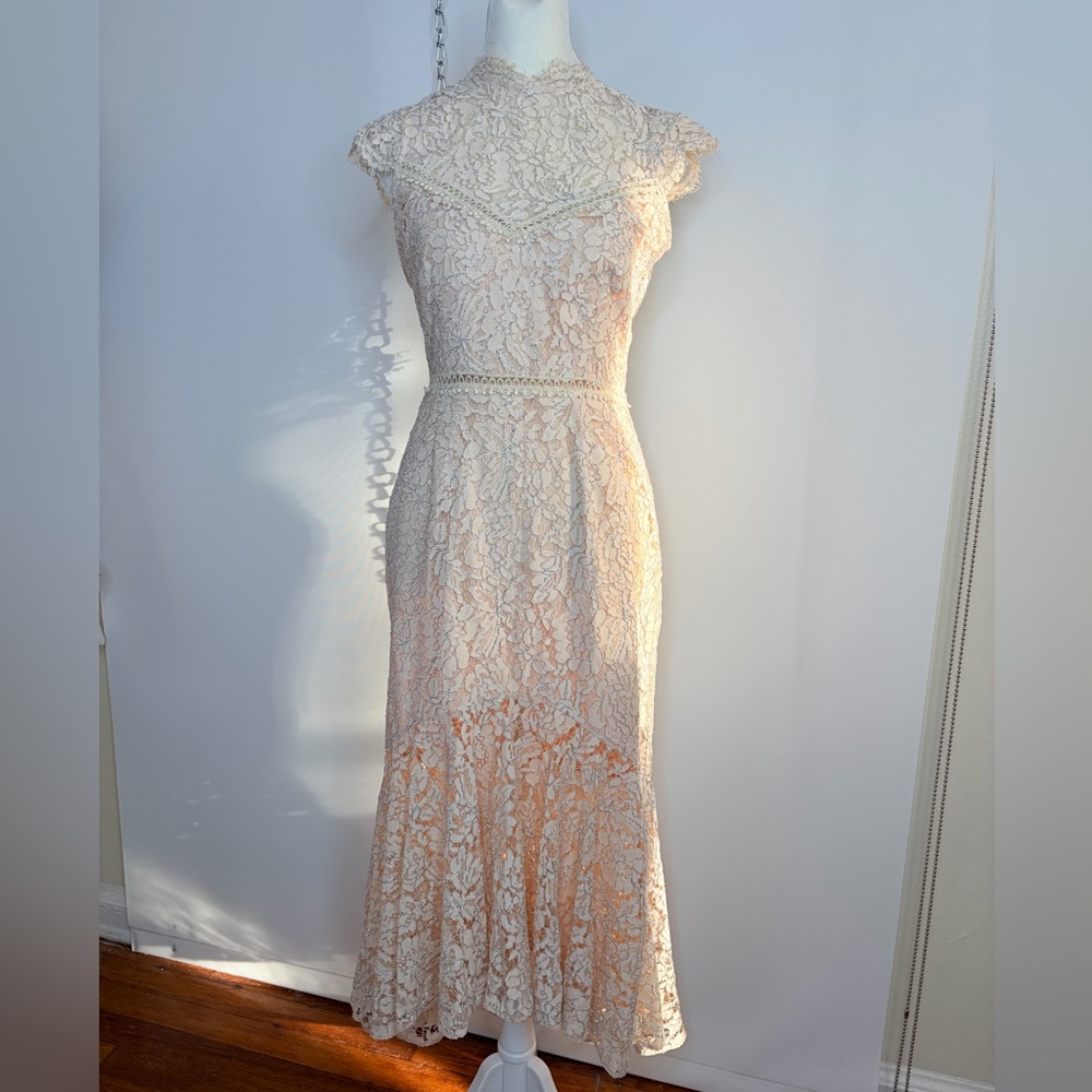 SAYLOR Cream Lace Midi Dress